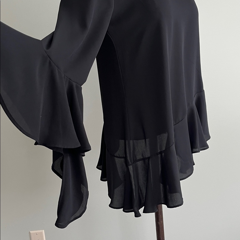 Black Blouse with Subtle Ruffle Detail - Picture 2 of 10